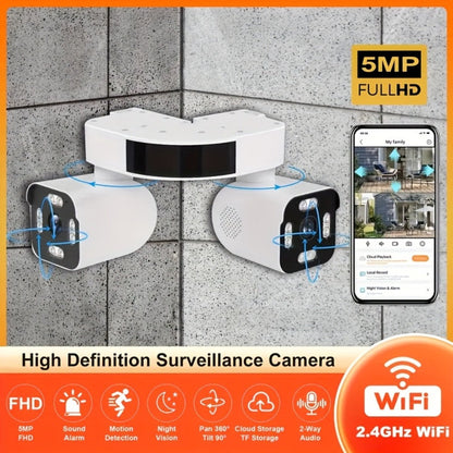 10x Zoom Dual Lens PTZ Outdoor Security Camera 5MP, 360° Pan Tilt, Siren Alarm, Two-Way Audio, Color Night Vision, 24H Wired Power, WiFi App Control – Home & Business Surveillance