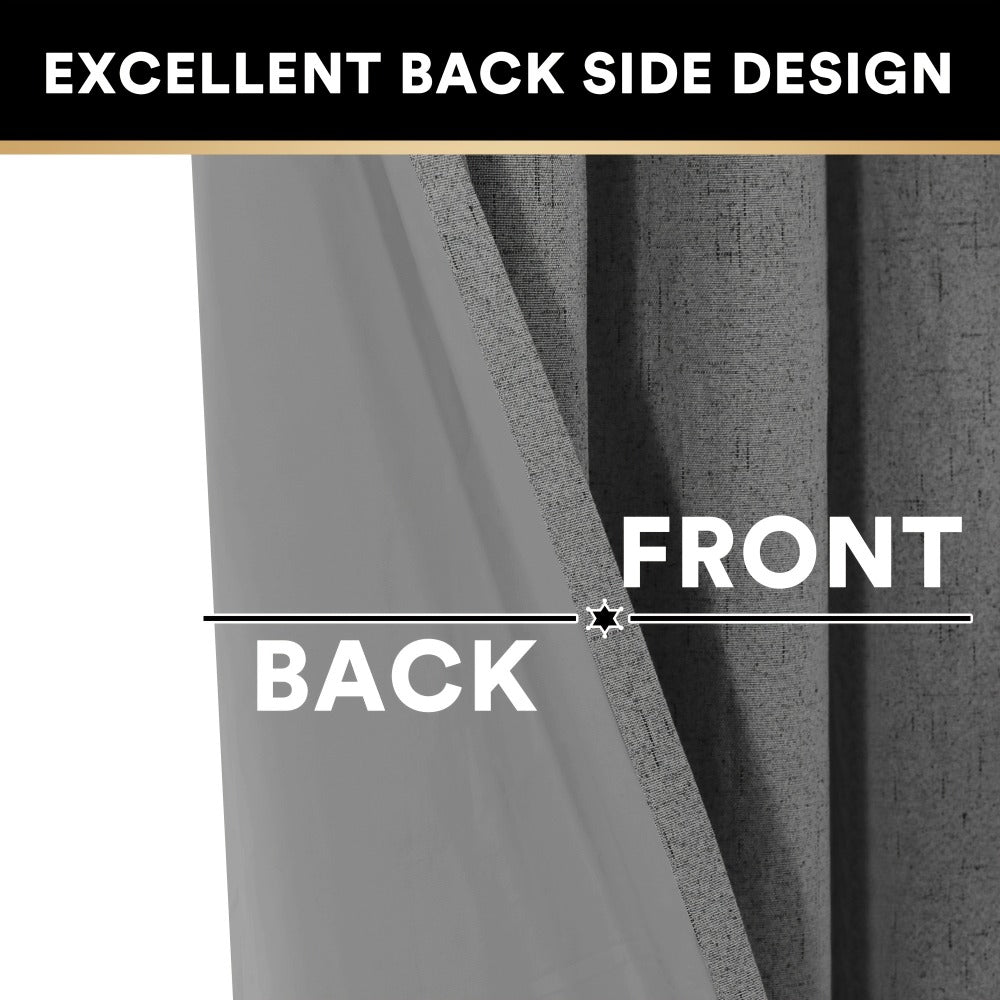 Two-Panel Linen-Textured Blackout Curtain Set in Six Colors with 52-Inch Width and Four Lengths