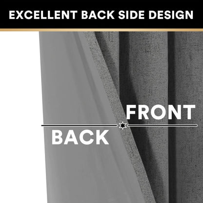 Two-Panel Linen-Textured Blackout Curtain Set in Six Colors with 52-Inch Width and Four Lengths