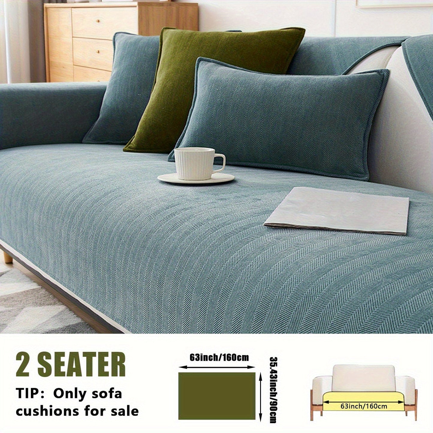 Sofa Cover Ribbed Chenille Stretch Panels with Non-Slip Design for 1 to 4 Seats, Armrests or Cushions