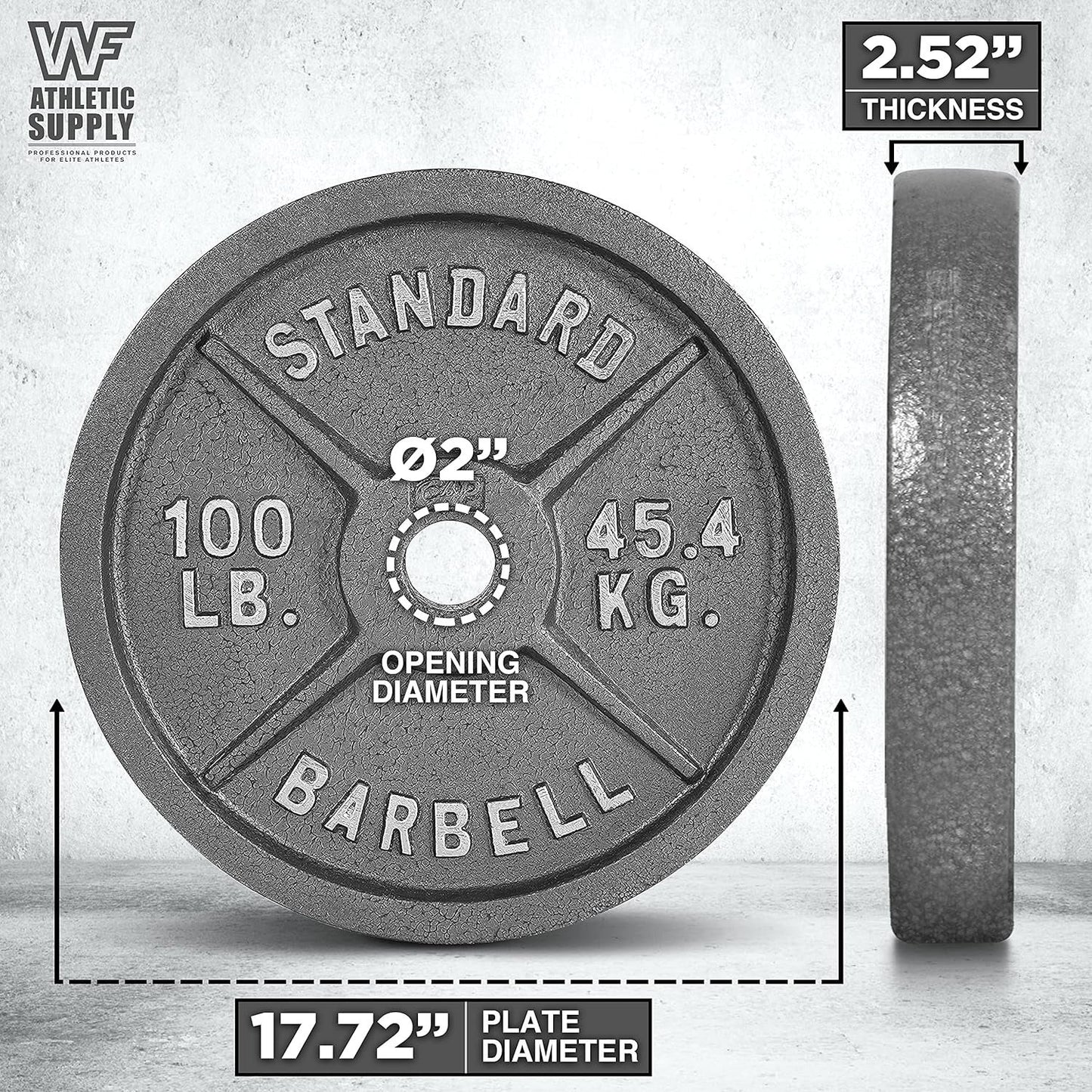 Gray STANDARD Cast-Style Weight Plates in Single, Pair, Four-Piece and Mixed Sets for Barbell Training