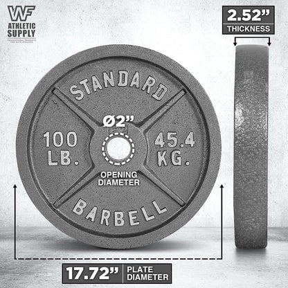 Gray STANDARD Cast-Style Weight Plates in Single, Pair, Four-Piece and Mixed Sets for Barbell Training