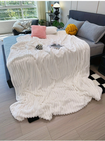 Channel-Textured Throw Blanket in Seven Colors and Four Displayed Size Options from 50 x 60 to 108 x 90 Inches