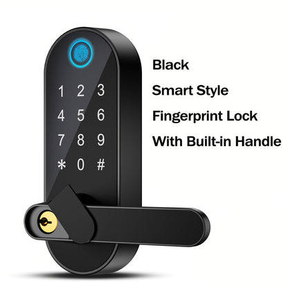 Heavy Duty Smart Deadbolt with Biometric Fingerprint & Keypad - App Control, Auto-Lock, Keyless Entry for Front Door, Office & Apartment, Zinc Alloy, Optional Handle Set Included