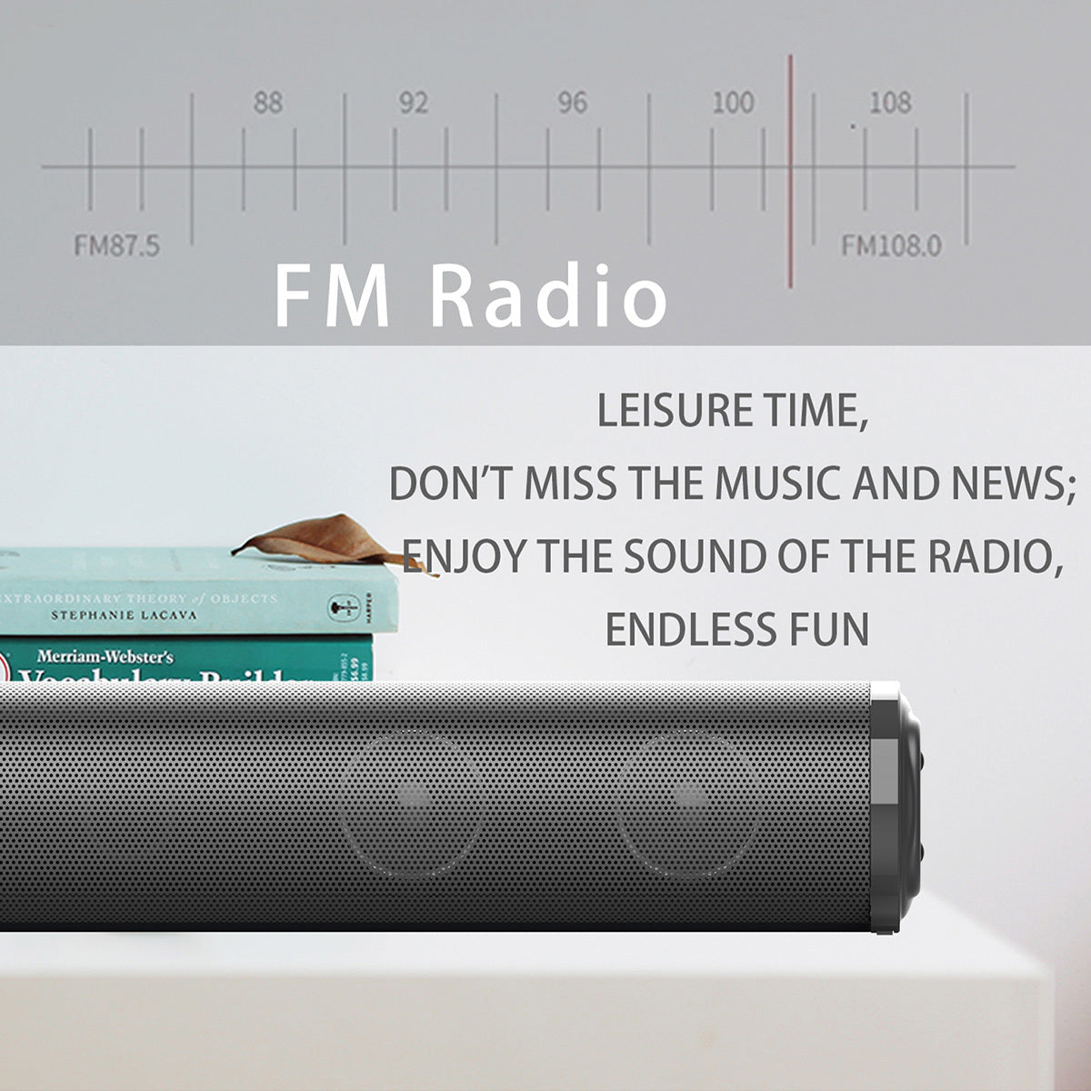 Detachable 21.65-Inch TV Soundbar with TF, AUX, USB and RCA Inputs, FM Radio and Black Finish