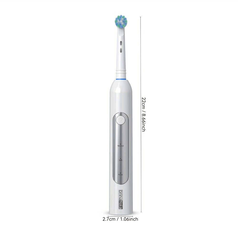 Electric Toothbrush with Eight Round Brush Heads, Three Modes, Induction Charging, IPX7 Rating and Travel Case