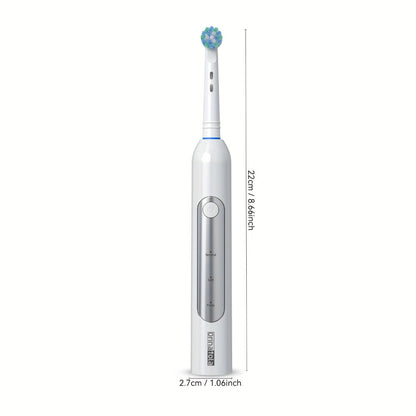 Electric Toothbrush with Eight Round Brush Heads, Three Modes, Induction Charging, IPX7 Rating and Travel Case