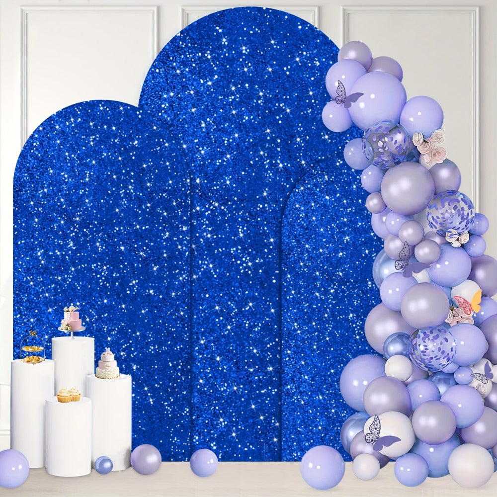 Sequin Wedding Arch Cover Set 3pcs, 6ft 6.6ft 7.2ft Metallic Spandex Payette Glitter Arch Backdrop Cover for Wedding Ceremony