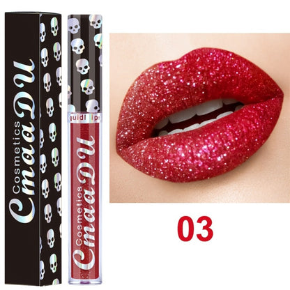 Three-Piece Skull-Design Glitter Lip Gloss Set with Nine Exact Color Combination Checkout Options