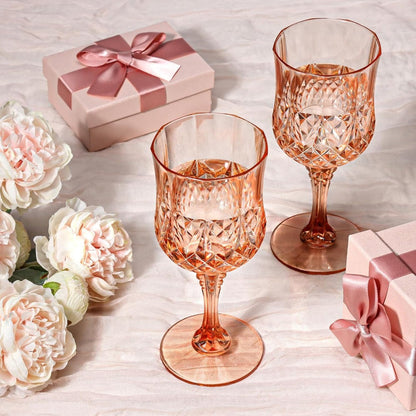 Forty-Eight-Piece 7 oz Plastic Wine Goblet Set in Clear, Orange, Pink, Green, Gold or Blue