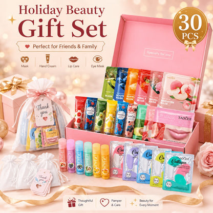Fruit Extract Skincare Gift Box 30pcs for Women - Moisturizing Hydrating Non-Greasy Daily Skin Care Set All Skin Types, Winter Hydration Christmas Holiday Birthday Gift for Family Friends