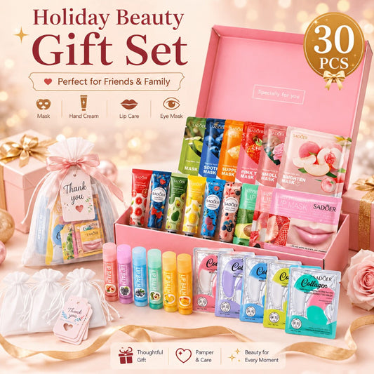 Fruit Extract Skincare Gift Box 30pcs for Women - Moisturizing Hydrating Non-Greasy Daily Skin Care Set All Skin Types, Winter Hydration Christmas Holiday Birthday Gift for Family Friends