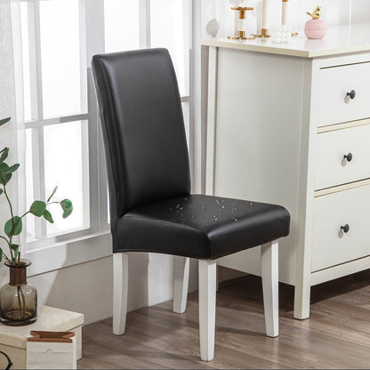 Chair Cover Set of 4 or 6 Stretch PU Leather Dining Slipcovers in Nine Available Color Choices
