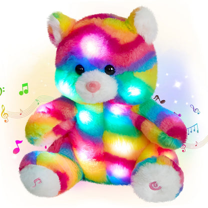 Plush Toy – Rainbow Cat with Glowing Color Points and Music for Bright Interactive Display