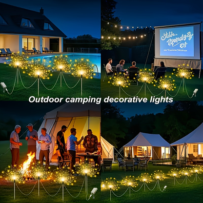Solar Garden Lights Firework Stakes with 240-640 LEDs, 8 Modes, 4/8 Packs and Three Light Colors
