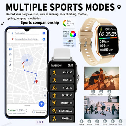 Smartwatch with 3 Straps Set 1.83" Full Touch Screen – Wireless Calling Multi Sport Mode Navigation Remote Camera Music USB Rechargeable for Men Women Black Pink Silver Gold