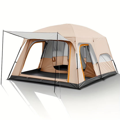 Camping Tent Two-Room Family Cabin with Shared Hall, Mosquito-Net Panels and Two Capacity Options