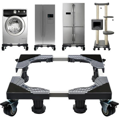 Adjustable Appliance Base Stand in Gray with Four Locking Swivel Wheels, Four Feet and 45.5–70 cm Range