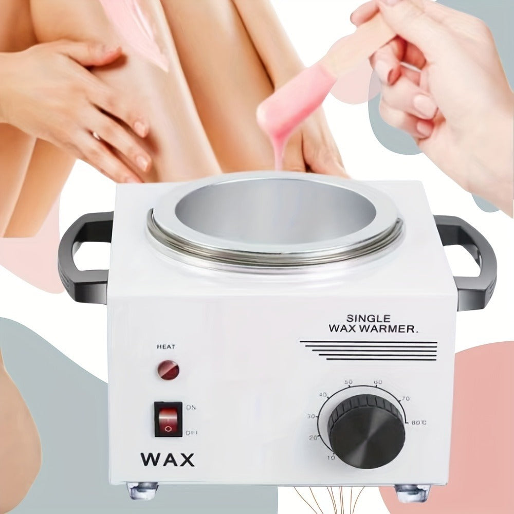 Electric Wax Warmer Kit Adjustable Temperature 0-100°C Aluminum Pot Anti-Scald — Professional Hair Removal Wax Heater Machine for Body Legs Arms Face, SPA Salon Home Use, White & Black
