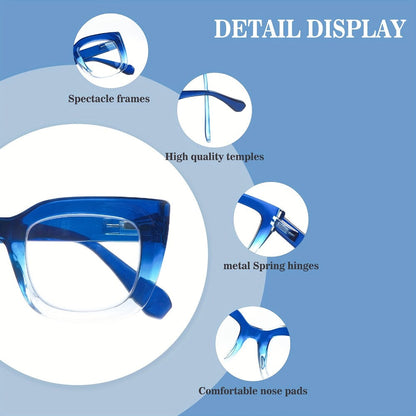 Reading Glasses Blue-Light 4-Pack Cat-Eye Floral Gradient Frames with Metal Spring Hinges & 1.0x to 4.0x Options