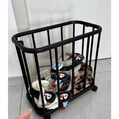 Slim Rolling Laundry Hamper in White with Tall Narrow Basket Design for Bathroom, Bedroom or Closet Storage