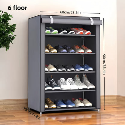Shoe Rack with Dust Cover – 6/8/10 Tier High-Capacity Space Saving Shoe Organizer, Easy Assembly, 12mm Pipe, Entryway Closet & Wardrobe Storage Rack