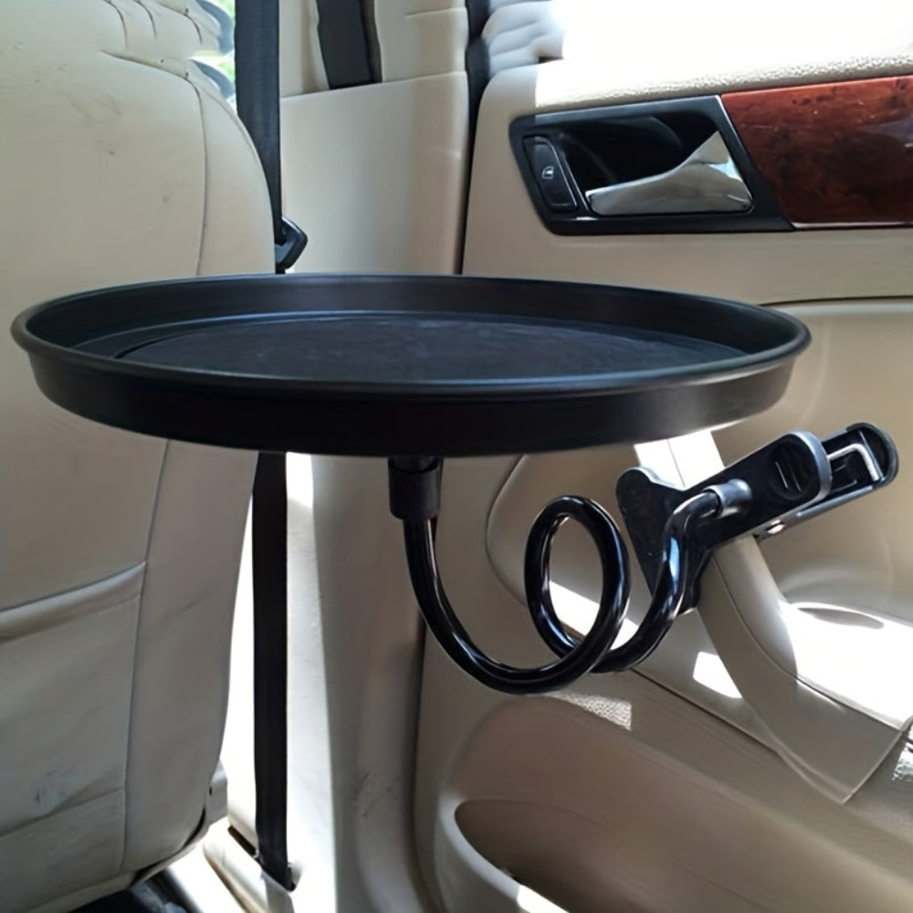 Car Seat Back Tray Table 360° Rotating - Foldable Food Drink Snack Organizer Tray for Car Interior, Non-Slip ABS Travel Tray for Road Trips