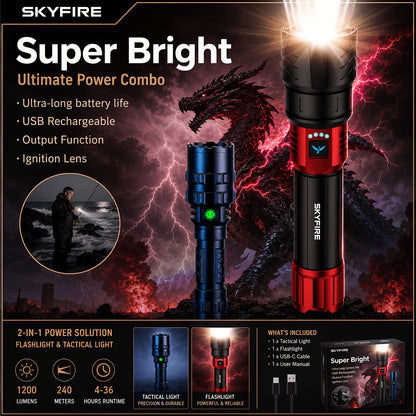Flashlight Zoomable Rechargeable Cycling Light with Four Modes and Seven Listed Kit Configurations