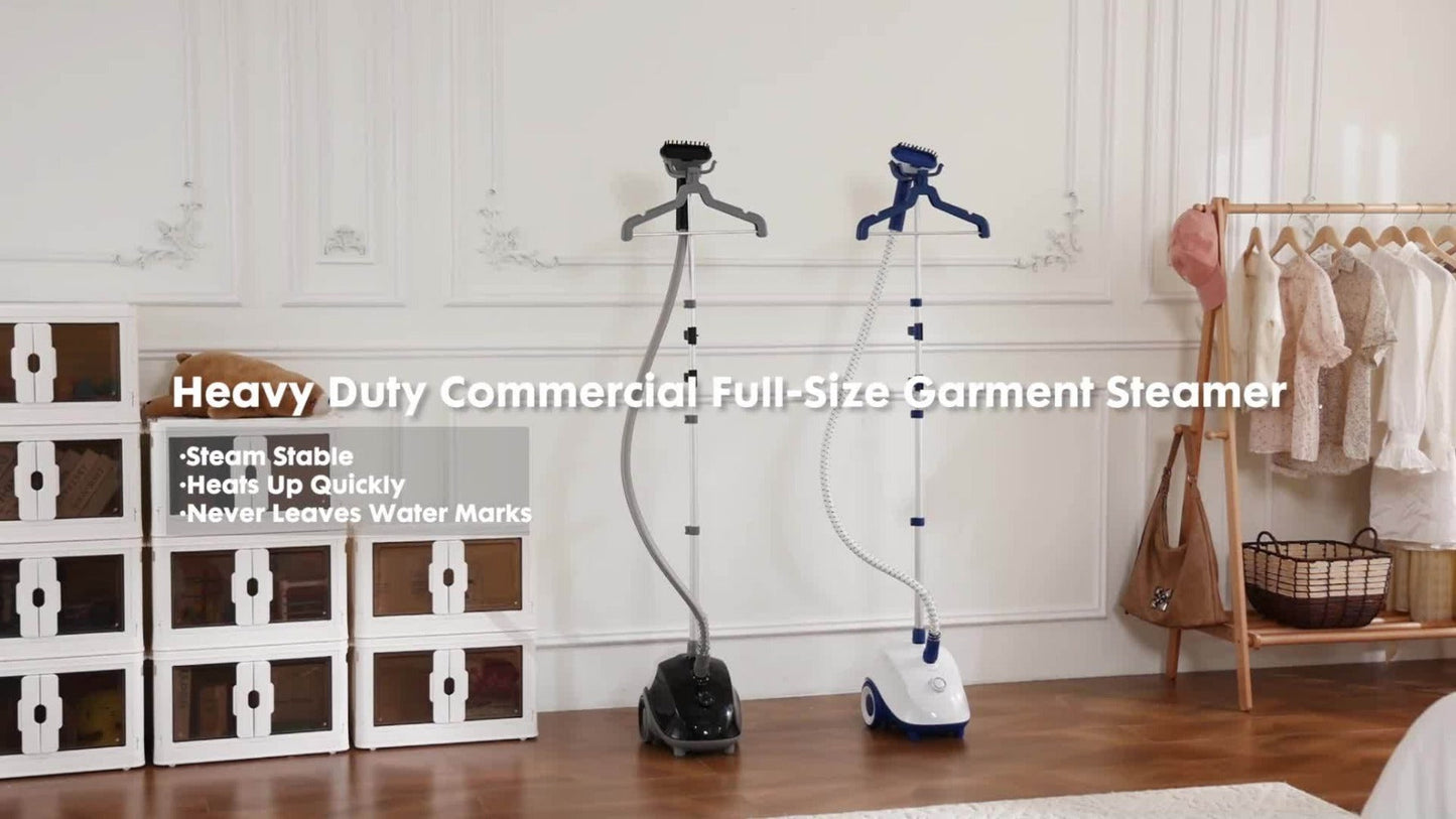 1500W Floor-Standing Garment Steamer with 1.8L Tank, 45-Second Heat-Up and Up to 60-Minute Steam Label