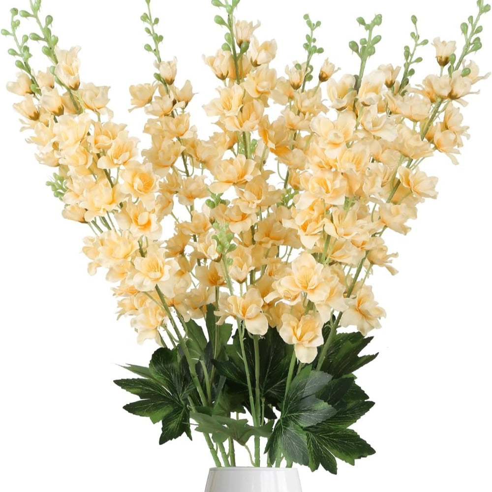 Artificial Flowers Eight-Piece Delphinium Larkspur Set with 33.5-Inch Silk Stems in 11 Colors