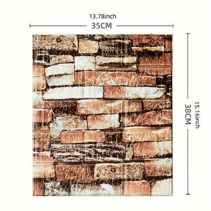 100-Piece 3D Foam Brick Wall Panel Set in Five Patterns with 13.78 x 15.16-Inch Self-Adhesive Tiles
