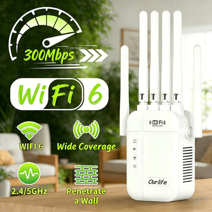 AX1200 WiFi 6 Mesh Extender 15888 Sq Ft Coverage, 135+ Devices, OFDMA, Gigabit Ethernet Port, Alexa Compatible, CISA Certified, Dual Band 2.4GHz & 5GHz, One-Touch Setup, White