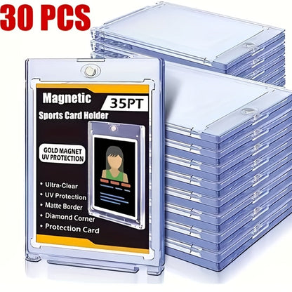 30pt Magnetic Card Holders 30/60 Pack – Clear Hard Plastic One-Touch Trading Card Cases, Protective Display Holders for Baseball, Sports