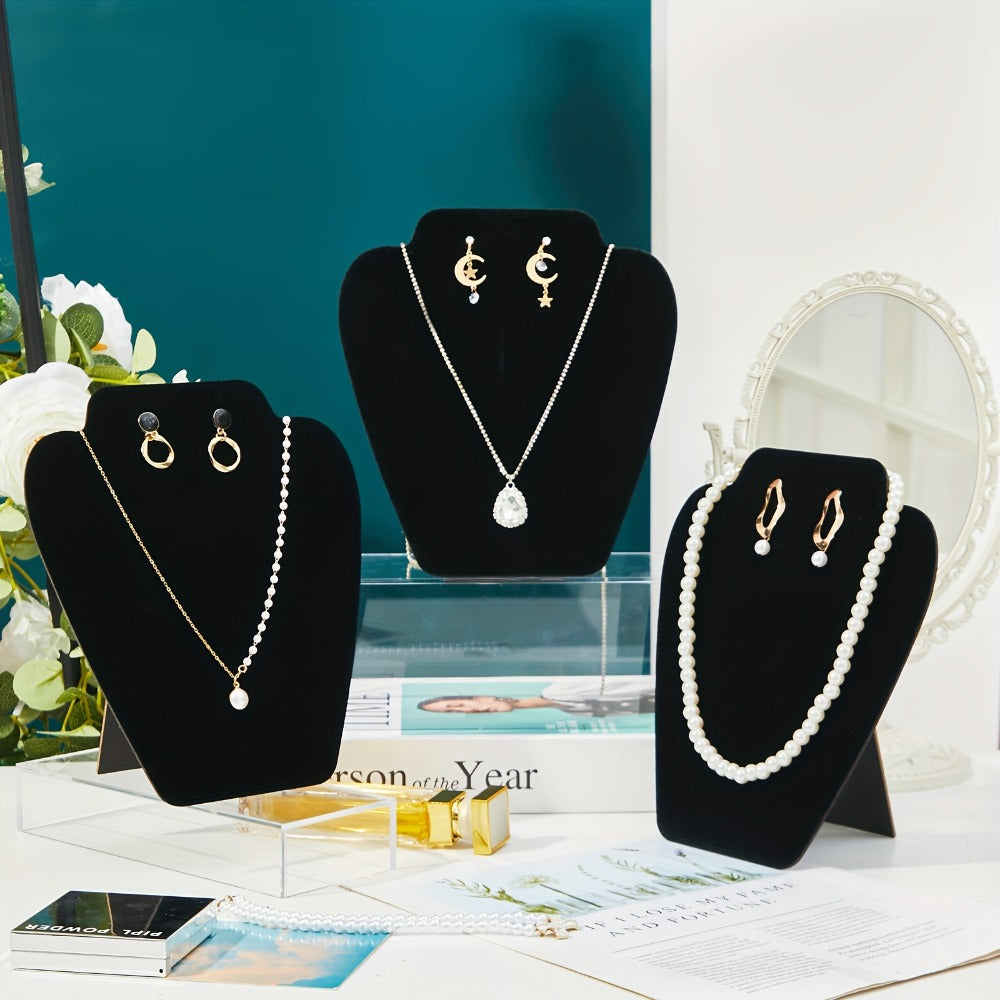 24-Piece Jewelry Display Easel Set with Black Velvet-Labeled Panels, Graduated Sizes and Folding Supports