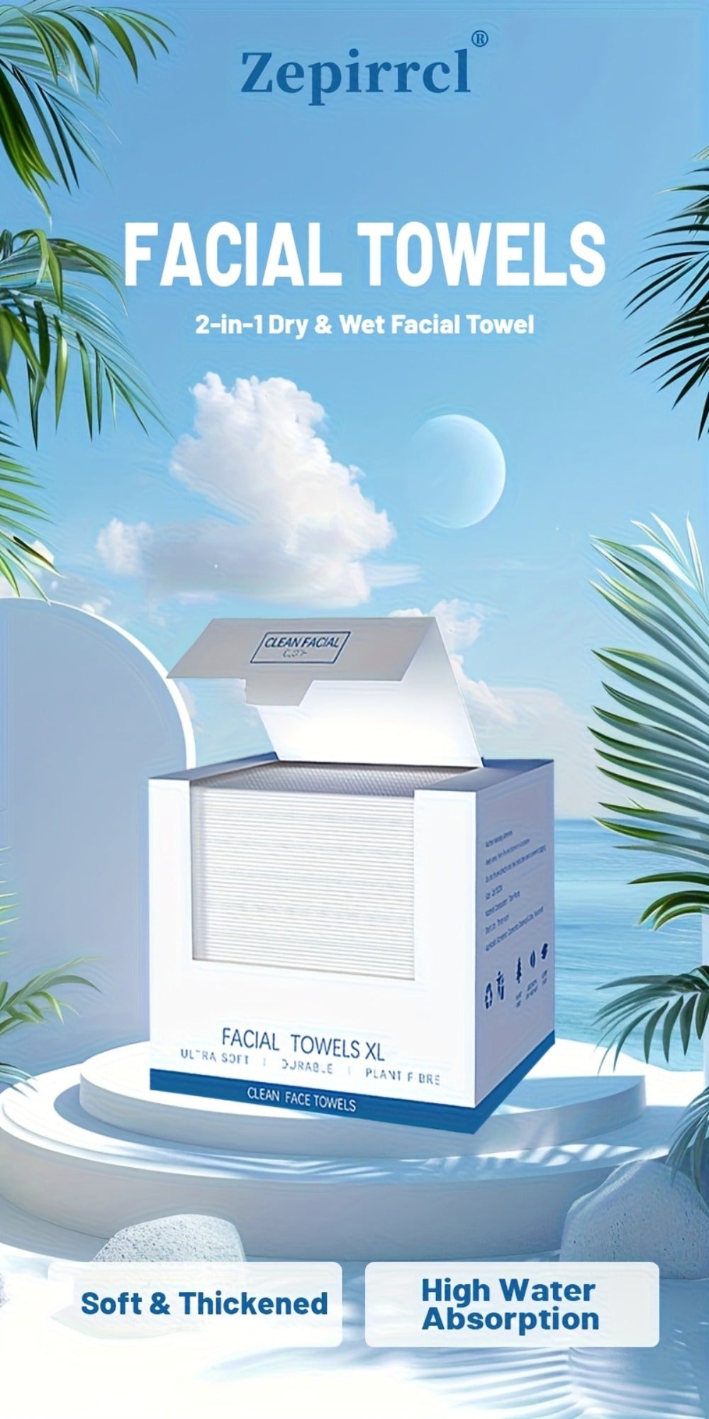 Dry Disposable Facial Towels in 50- or 150-Piece Boxes for Face Cleansing, Makeup Removal and Travel