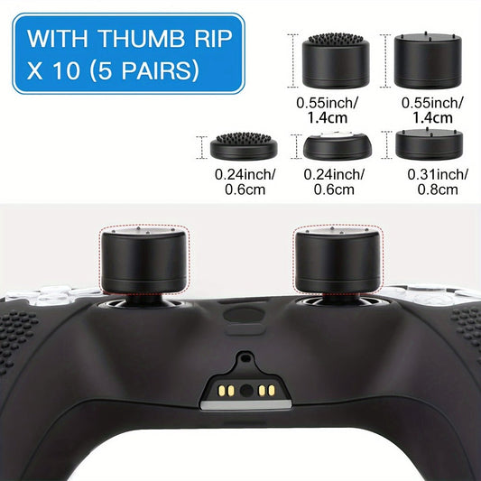 PS5 Controller Silicone Cover with 10 Thumb Grip Caps – Protective Case & Grip Accessories Set for PS5 DualSense Controller, Anti-Slip Skin Cover for PlayStation 5 Controller