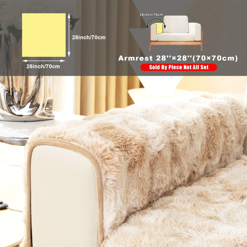 Sofa Cover, Faux-Lamb Plush Gradient Couch Pad in Five Colors with Armchair, Backrest and Seat Sizes