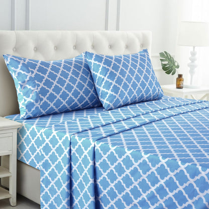 Bed Sheet Set Brushed Polyester in 3- or 4-Piece Configuration with Six Sizes and Eight Colors