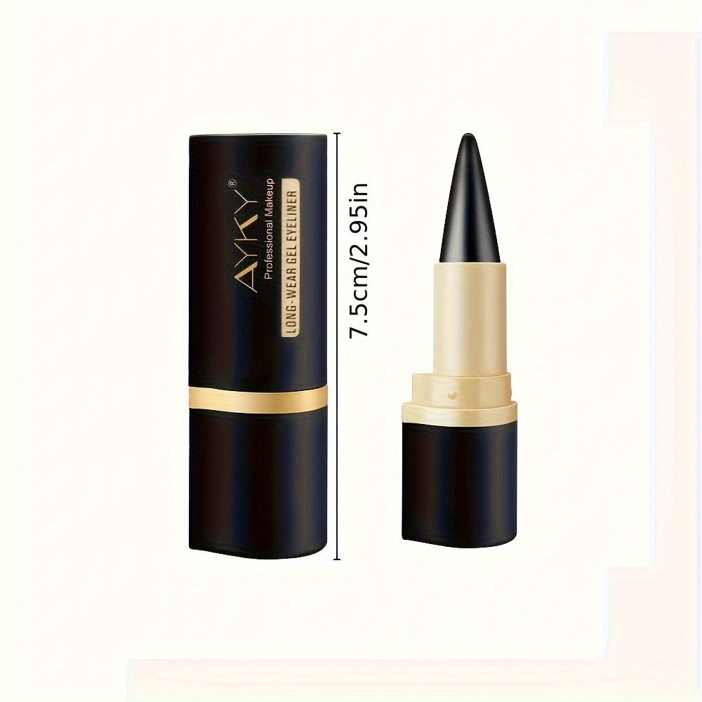 Six-Piece Solid Matte Black Twist-Up Eyeliner Set with 7.5cm Gold-Trimmed Cases for Eye Makeup