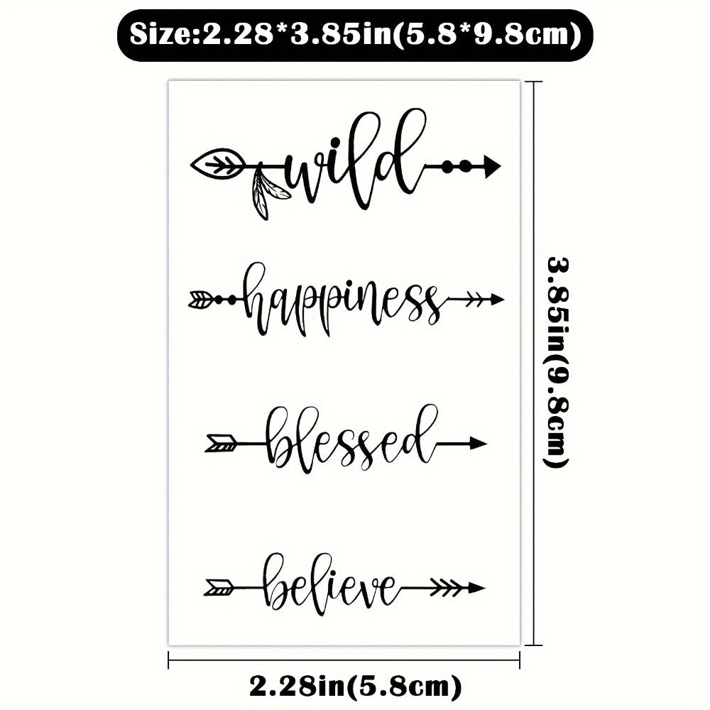 Temporary Tattoos, 30-Sheet Floral and Letter Set with Black Linework Designs for Face, Neck, Arm and Wrist