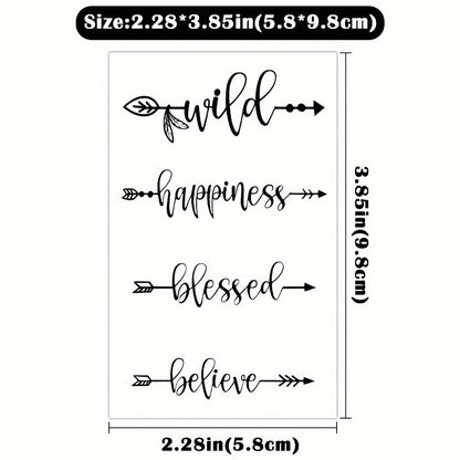 Temporary Tattoos, 30-Sheet Floral and Letter Set with Black Linework Designs for Face, Neck, Arm and Wrist