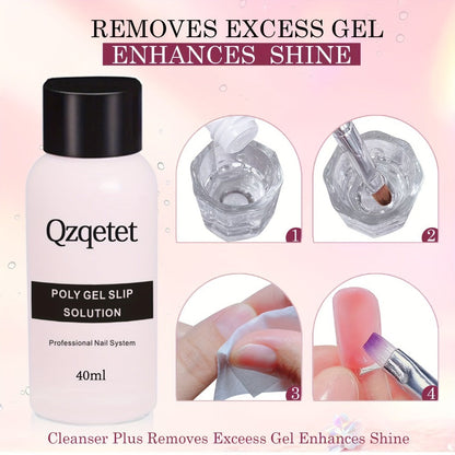 Poly Nail Gel Extension Kit 6 Colors with USB UV LED Lamp & Slip Solution - All-in-One Polygel Nail