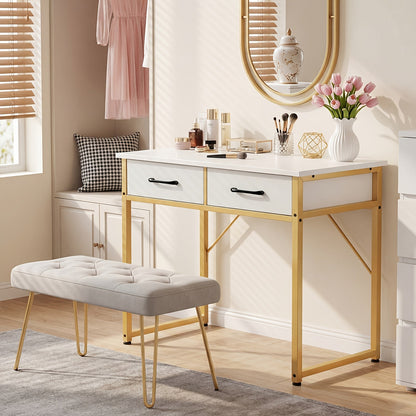 Computer Desk shown in the White And Golden, 32 Inches option