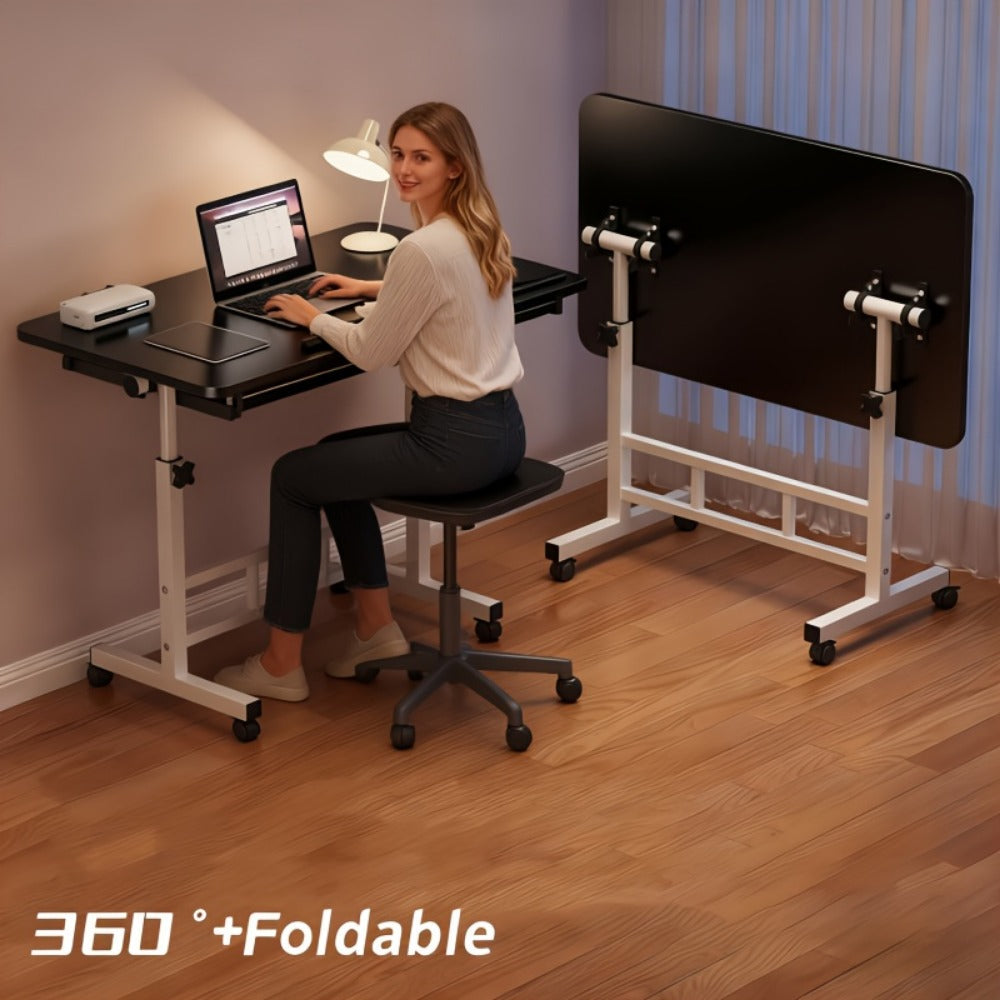 32-Inch Foldable Standing Desk with Adjustable Height and Rolling Wheels for Home Office detail image