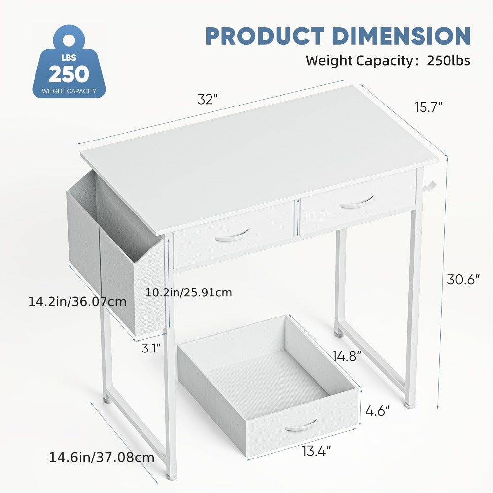 32-Inch Makeup Vanity Desk, Lighted Makeup Table for Dressing and Daily Routines detail image