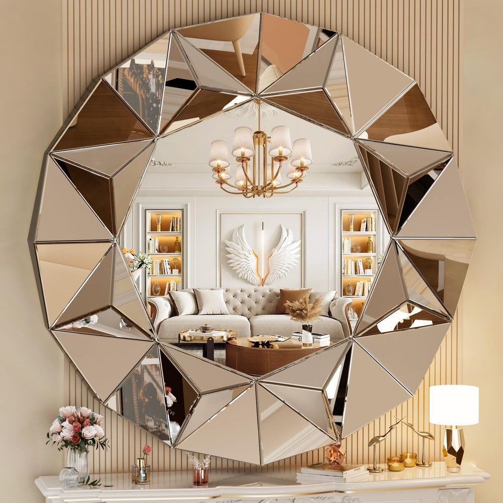 Bathroom Mirror, 32 Inch Round Frameless Beveled Edge Wall Mount - Large Circle Mirror shown in the main product view