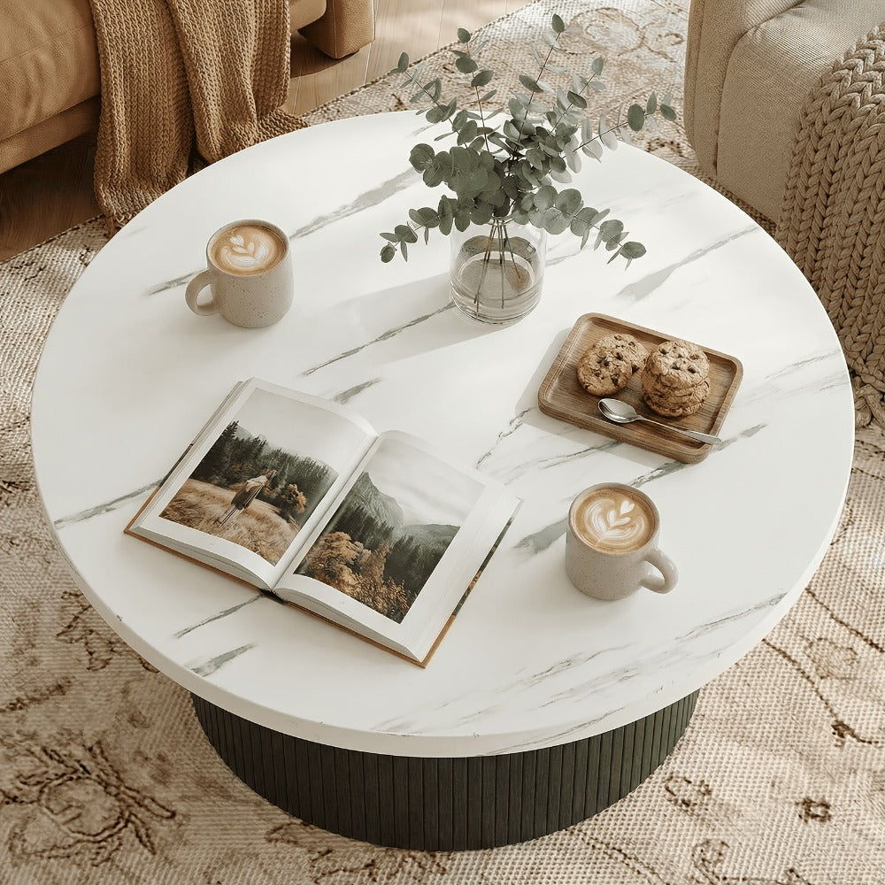 32-Inch Round Coffee Table, Modern Accent Table for Work, Display, and Everyday Use detail image - detail view 4