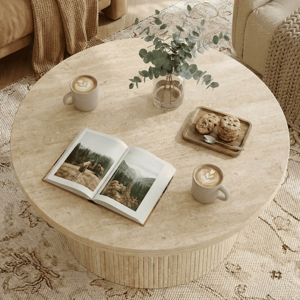 32-Inch Round Coffee Table, Modern Accent Table for Work, Display, and Everyday Use detail image - detail view 5