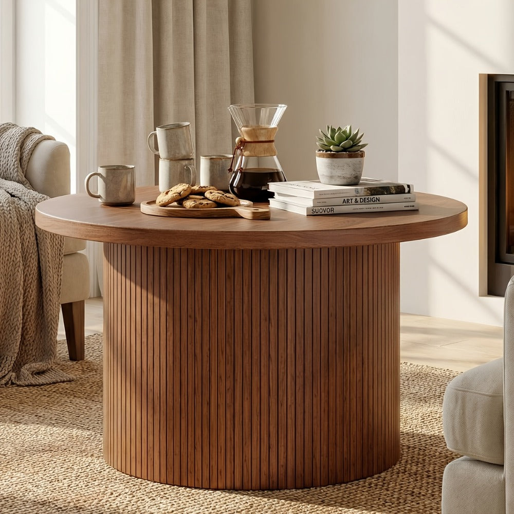32-Inch Round Coffee Table, Modern Accent Table for Work, Display, and Everyday Use detail image - detail view 9