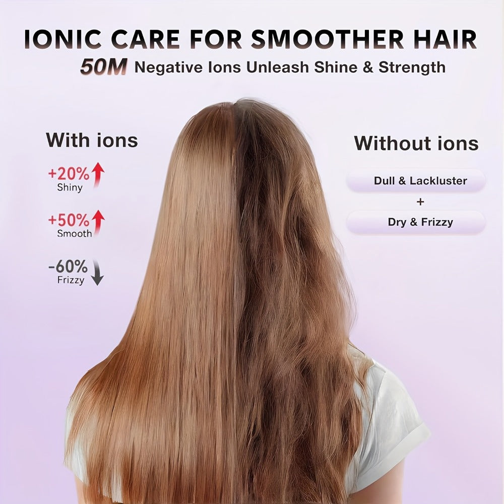 1875W Ionic Travel Hair Dryer Foldable with Diffuser & Concentrator Nozzle — Brushless Motor, 3 Heat Settings, 2 Speeds, Fast Drying Compact Blow Dryer for All Hair Types, Pink or Gray
